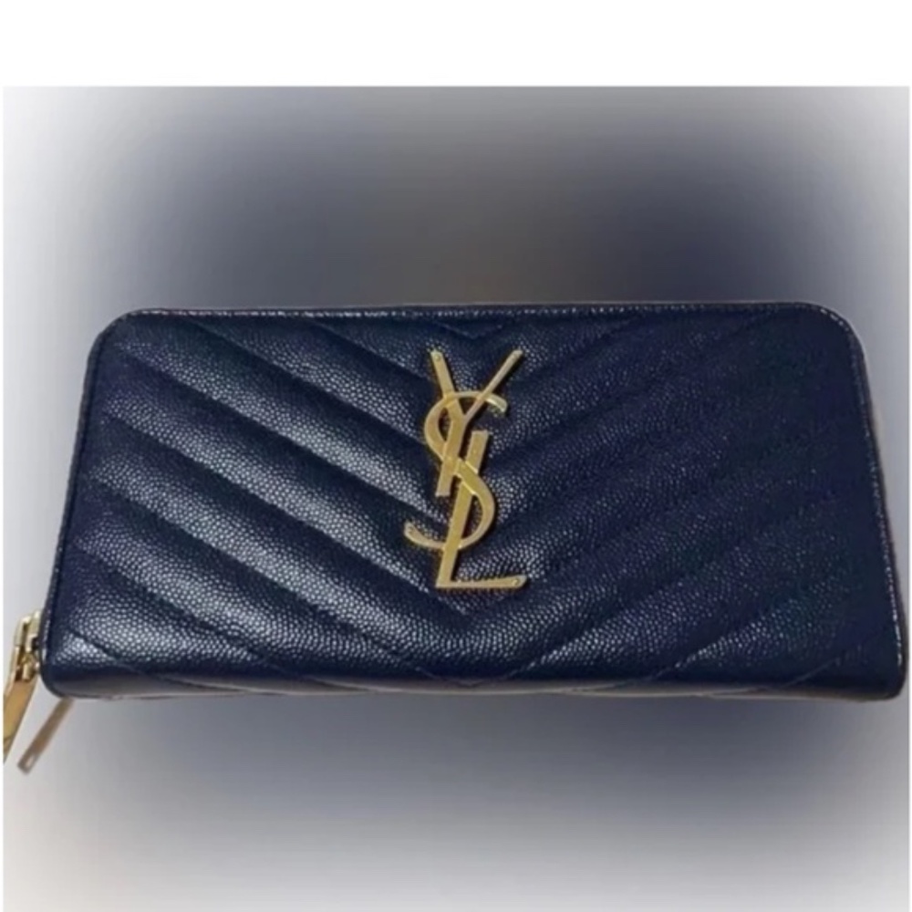 YSL Navy Zippy Wallet w/ Box + Dustbag - Picture 7 of 7